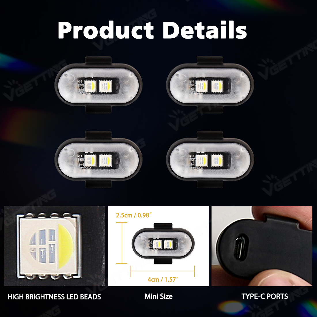 4 шт., мини-дрон, стробоскоп,  – обзор и цена Drone Strobe Light